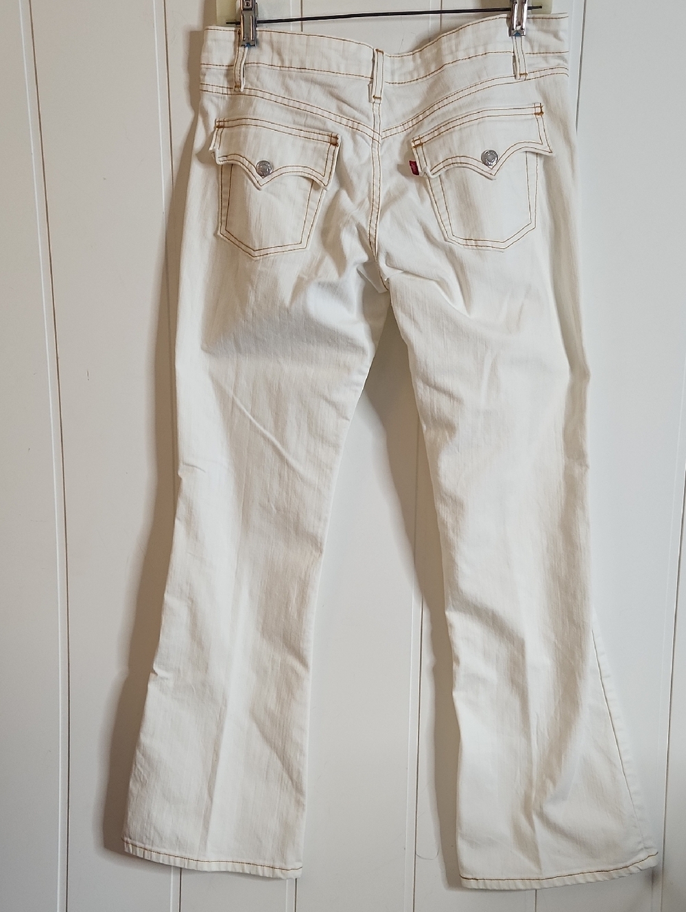 Levi's Womens Super Low-rise Vintage Bell Bottom Flare White Denim Jeans
